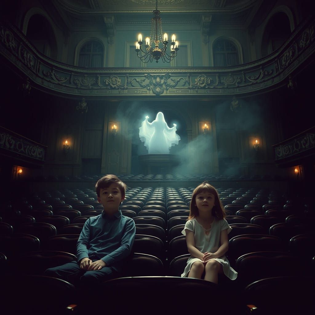Ethereal Specter in Abandoned Theatre, in Gothic Style