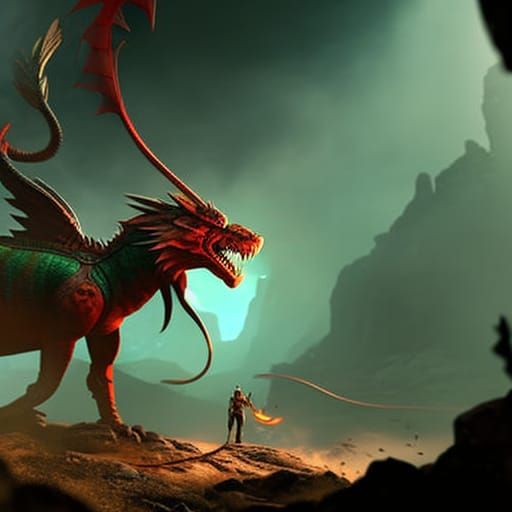 Lara Croft and Red Dragon: 3D Digital Art