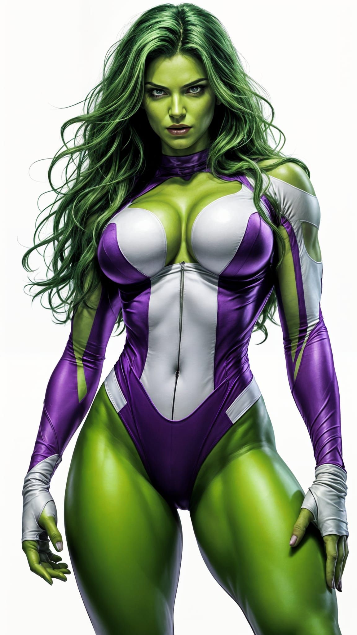 She Hulk in Stunning Purple and White Bodysuit