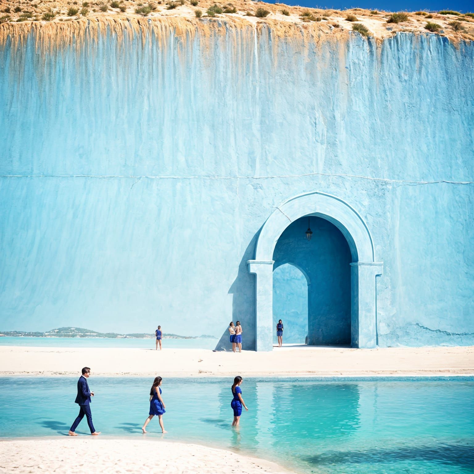 Blue Terrace with Arch and Turquoise Pool