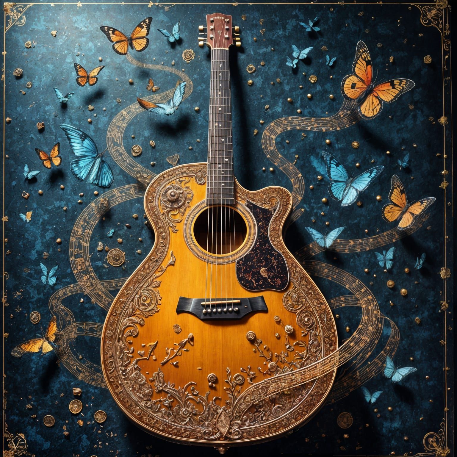 Hyper-Realistic Guitar Portrait in Cinematic Style