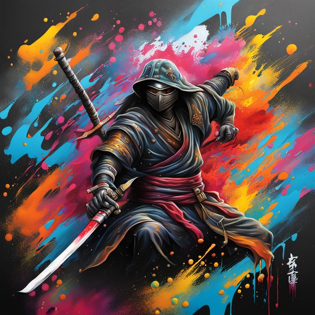 Katana Graffiti Art in Street Style