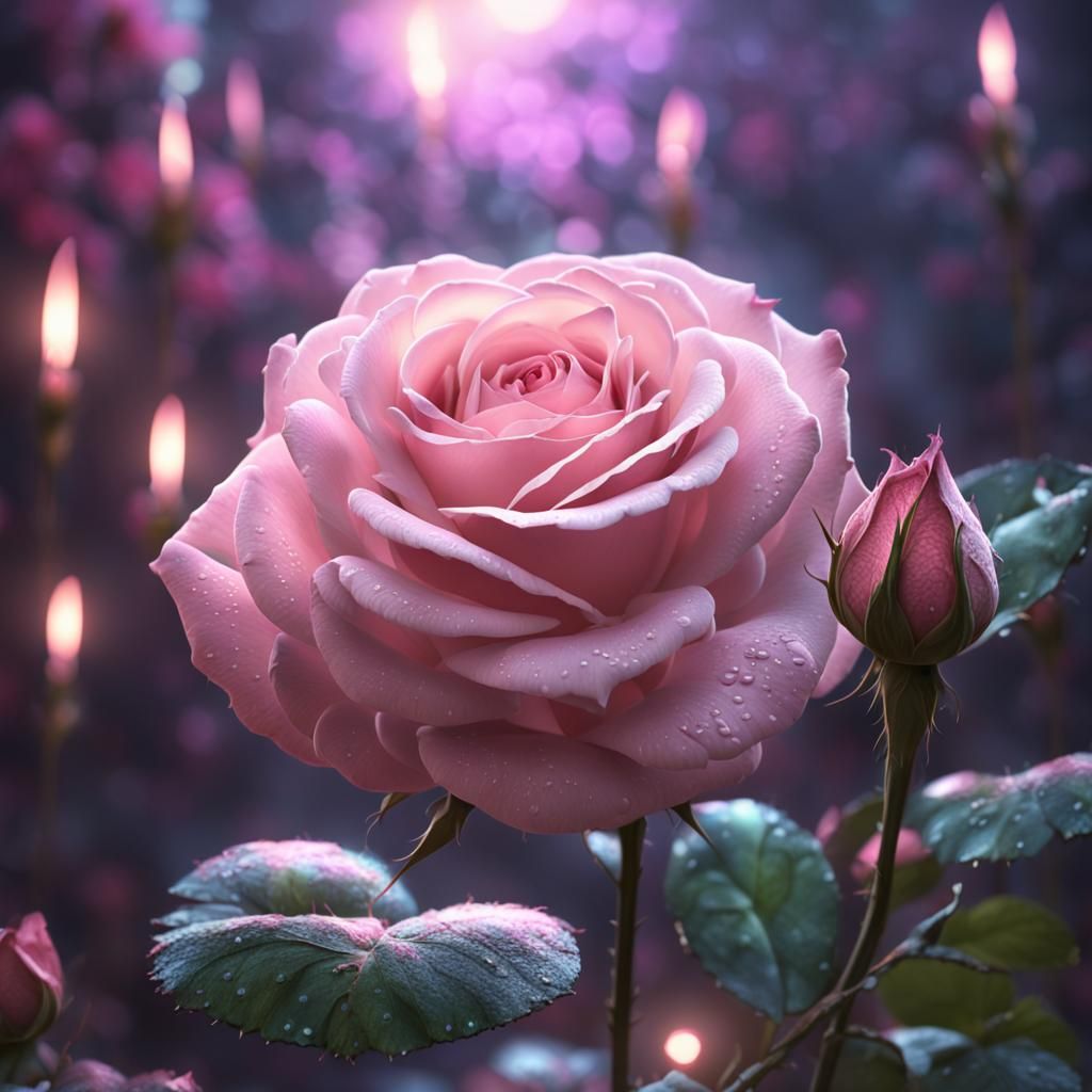 Light Pink Rose Detailed Matte Painting
