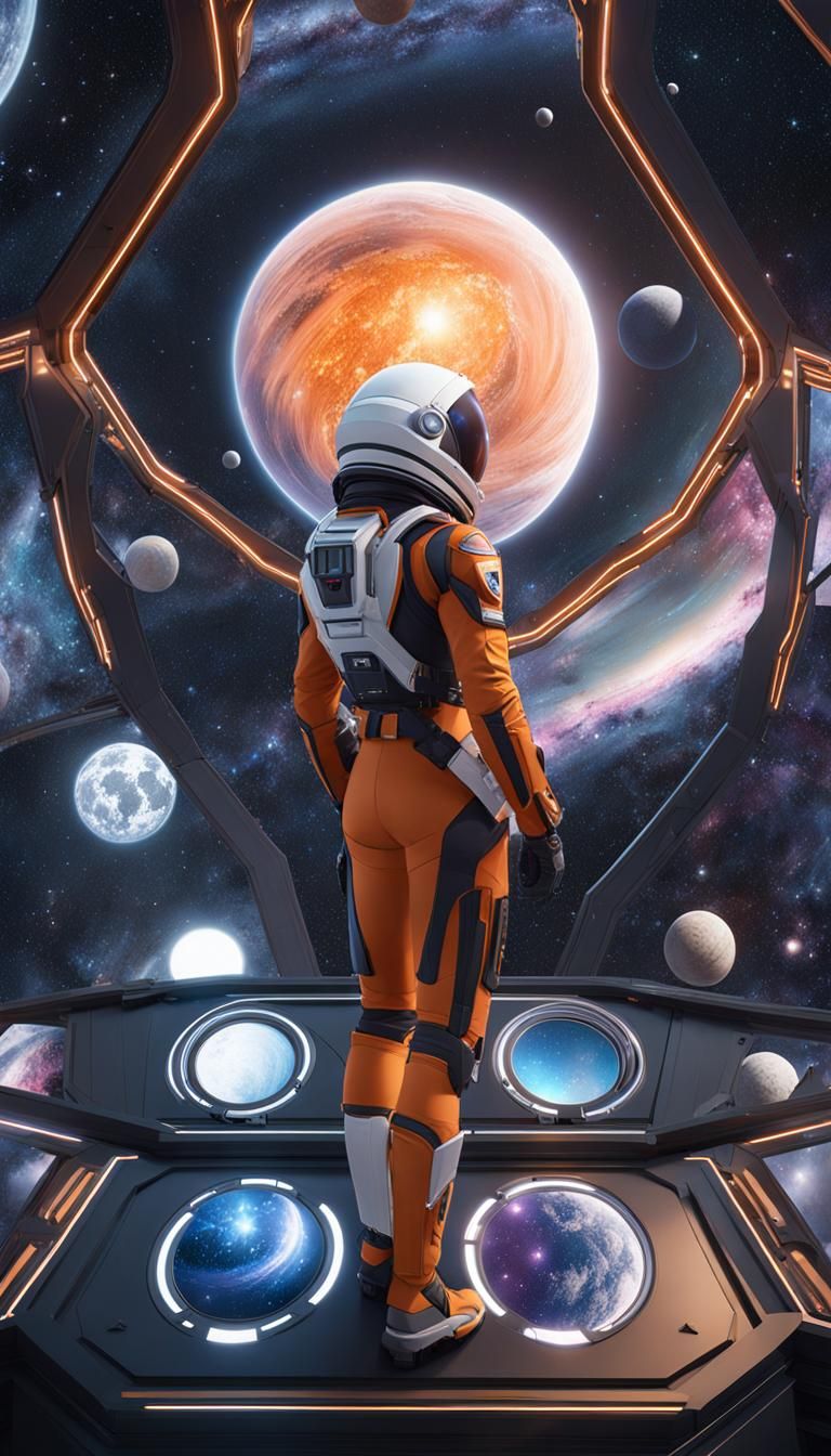 Maximalist Interstellar Space in 3D Anime Art