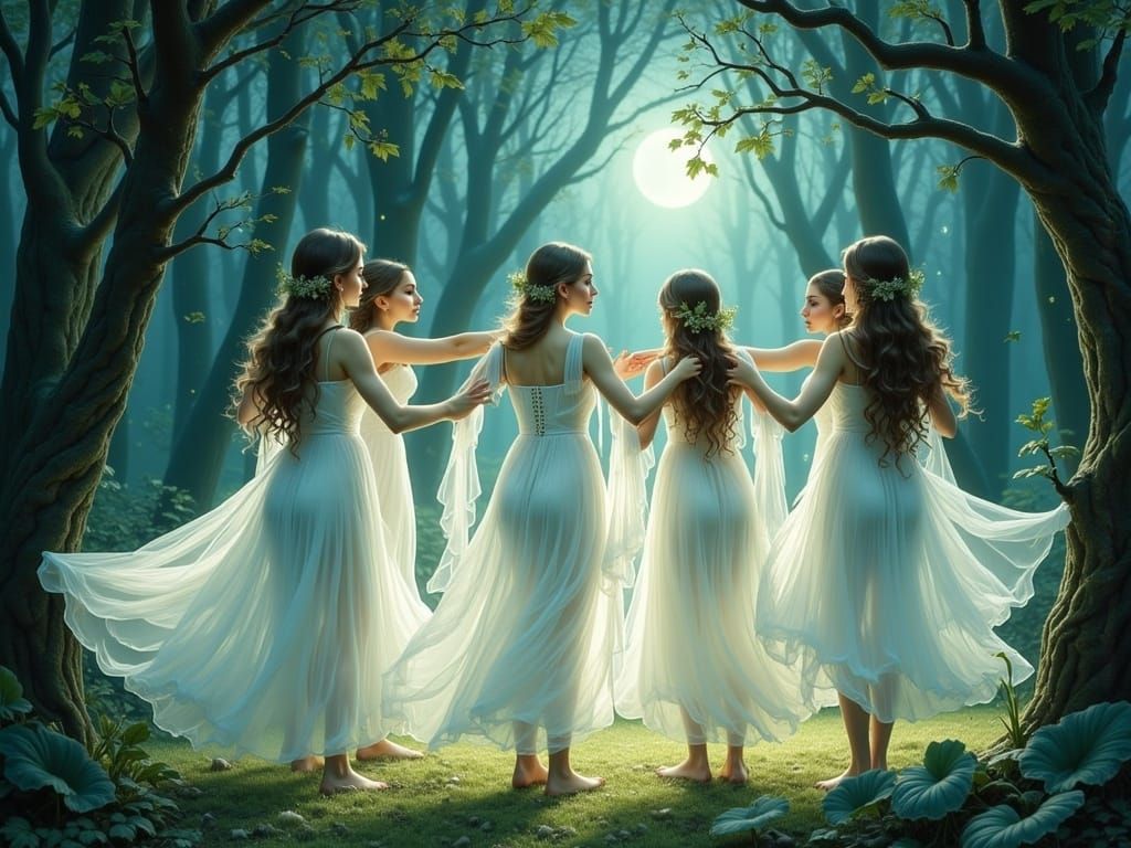 Ethereal Fae Dance in Moonlit Forest