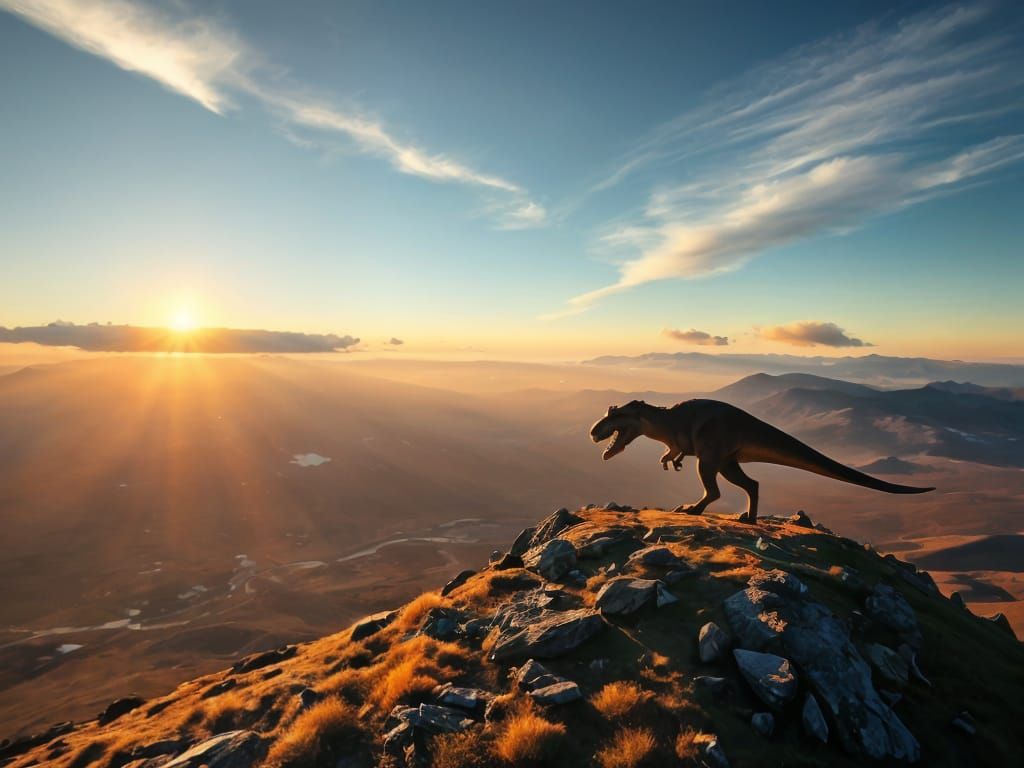 Wandering T-Rex in Golden Hour Tundra