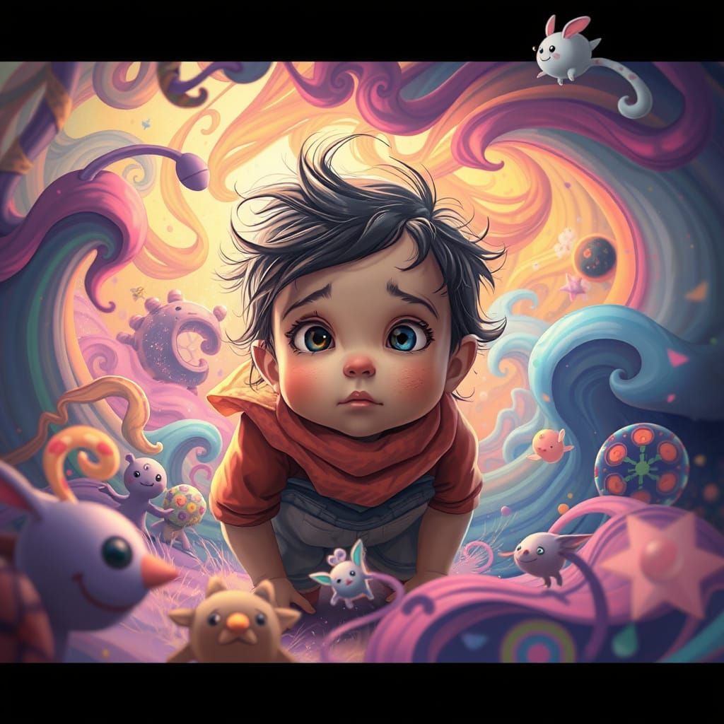 Whimsical Childlike Wonder in Animated Style