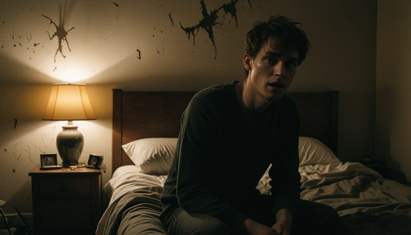 Surreal Horror Scene in a Decaying Studio Apartment