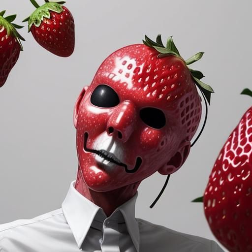 Strawberry with Slenderman Face