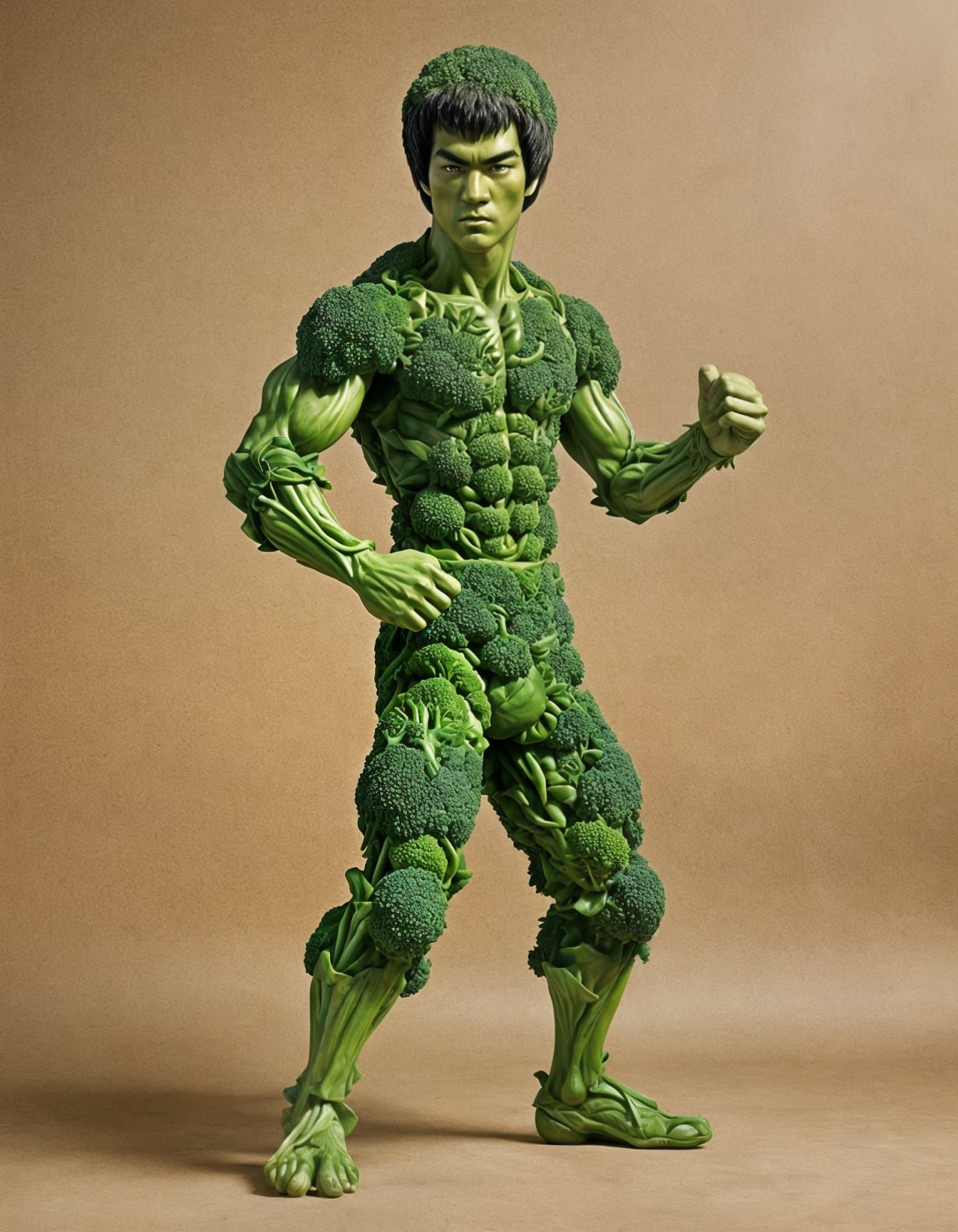 Bruce Lee Broccoli Portrait in Pixar Style