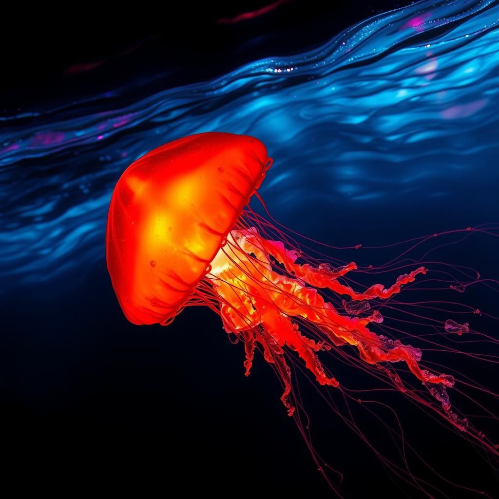 Bioluminescent Jellyfish in Watercolor Dreamscape