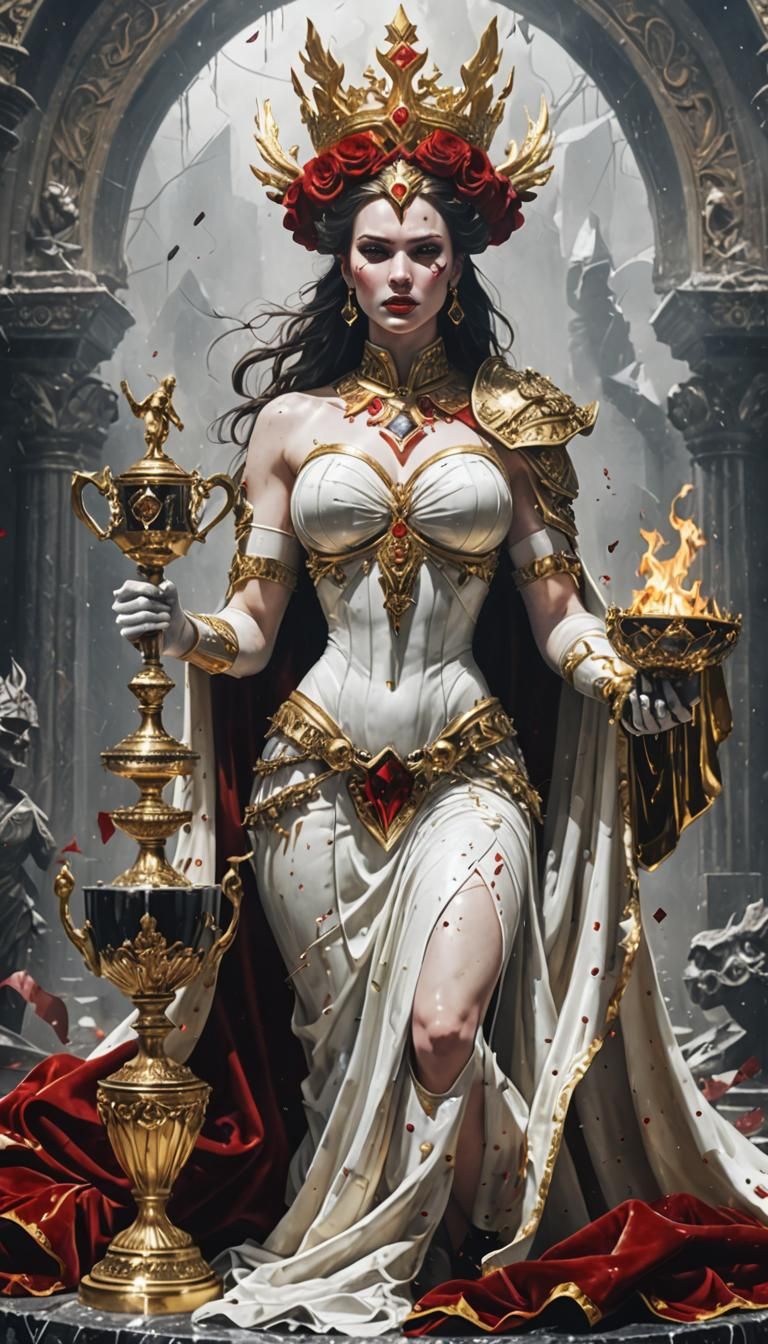 Victorious Velvet Goddess in Post-Apocalyptic Ruins