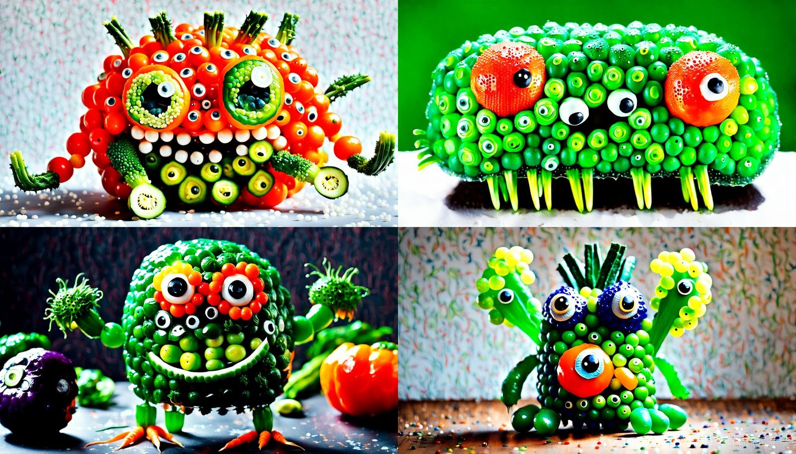 Whimsical Vegetable Monster with Googly Eyes