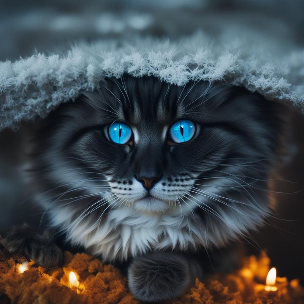 Adorable White Cat with Blue Eyes, Professional Photo