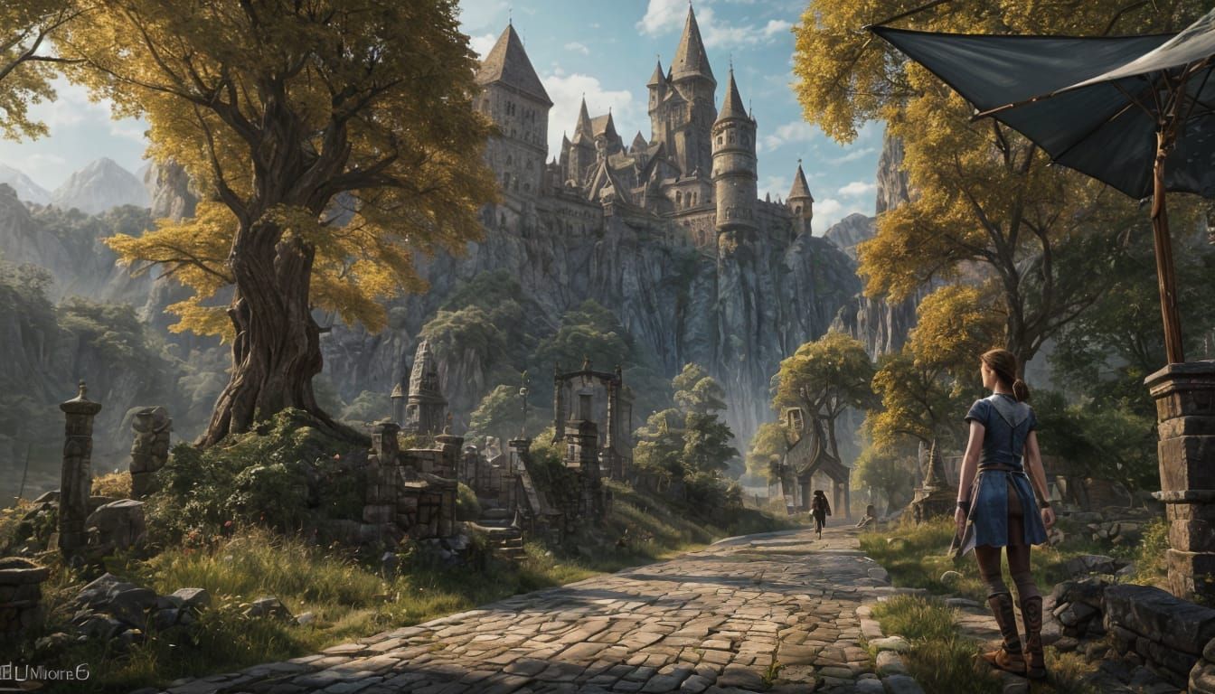 Medieval Castle Portal in Modern City