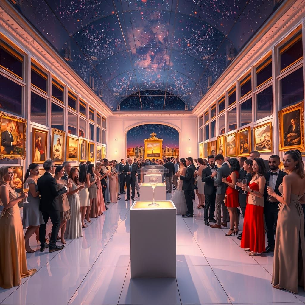 Ultra-Photorealistic Night-Time Gala in a Grand Glass-Walled...