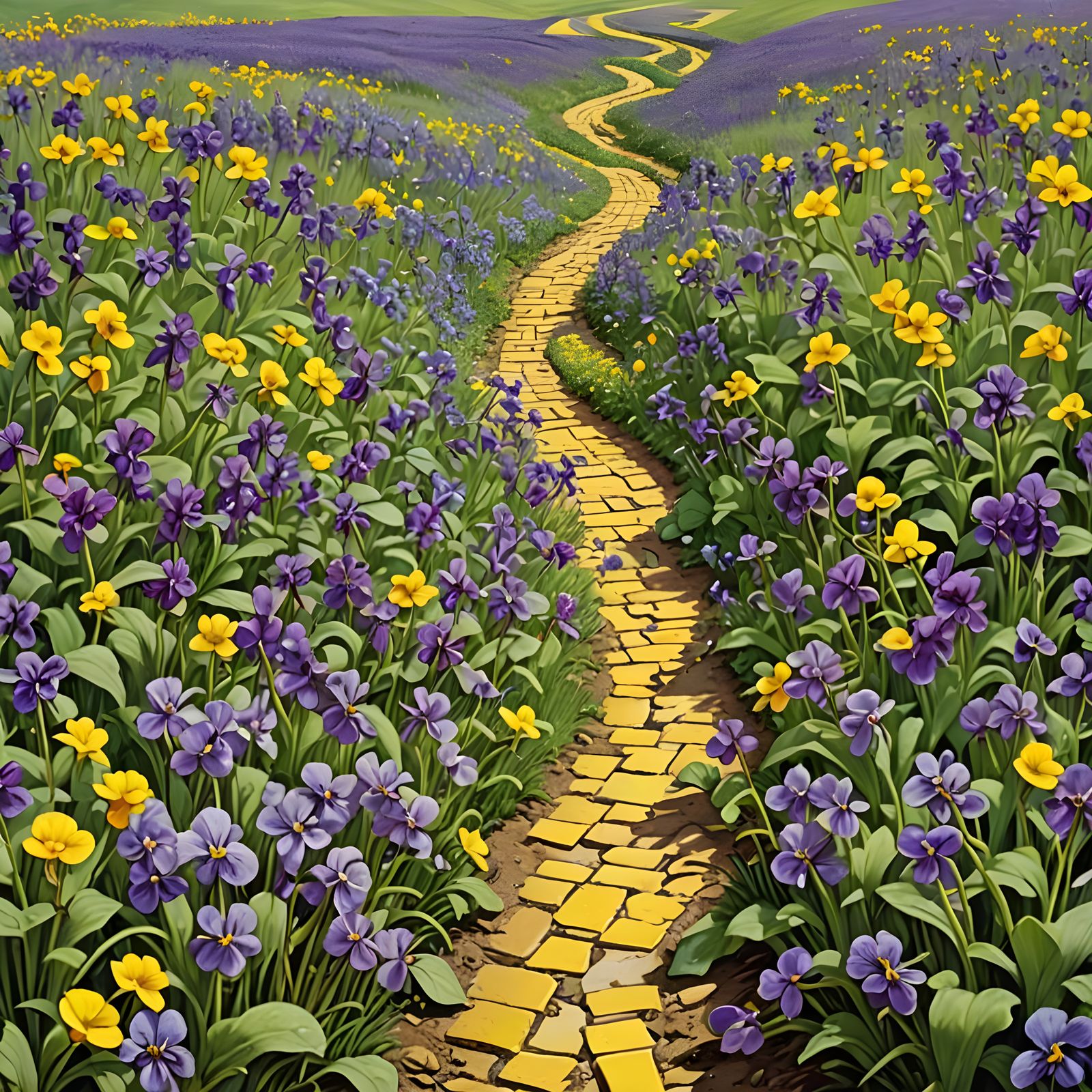 Yellow Brick Road to Oz Through Violet Field