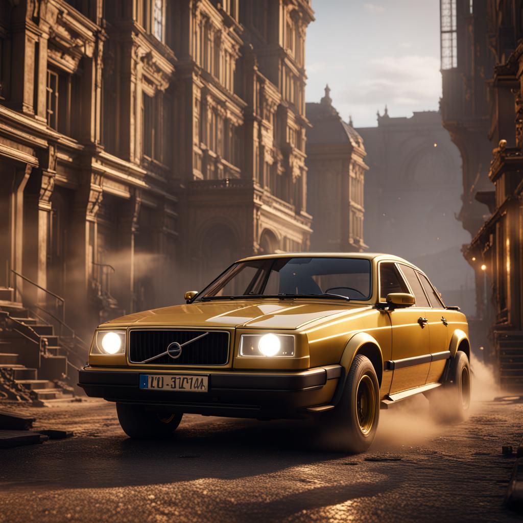 Gold Volvo in Unreal Engine 5: 3D Render