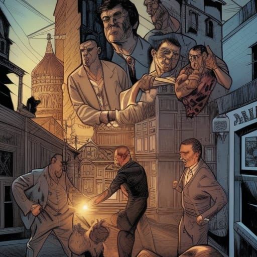 Mafia Showdown in Comic Book Style