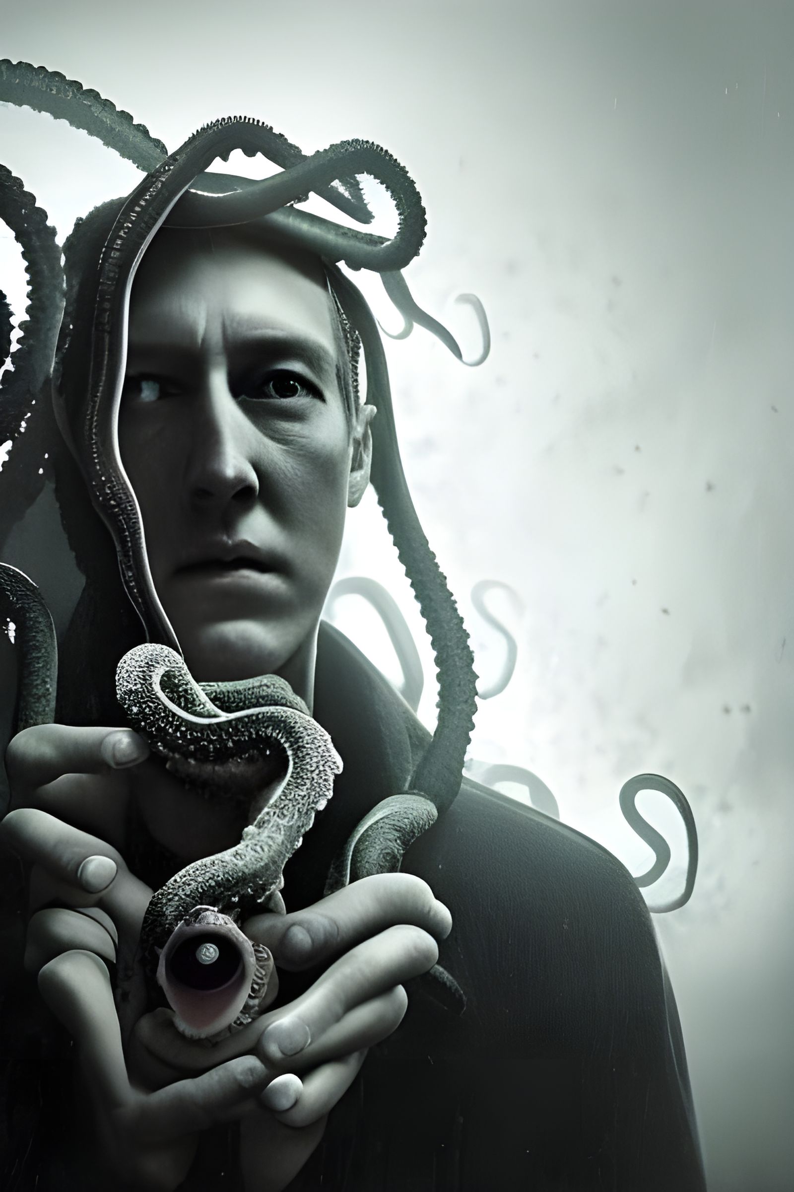 Lovecraft Portrait with Tentacles and Eyes