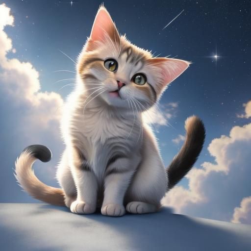 European Cat Among Clouds at Sunset