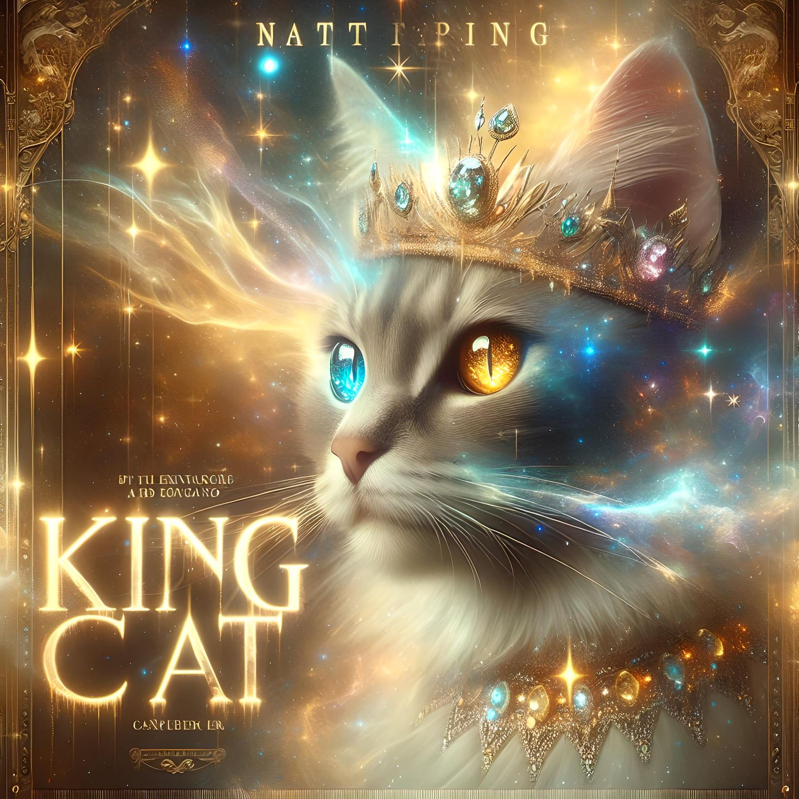 Regal Cat King in a Magical Starscape