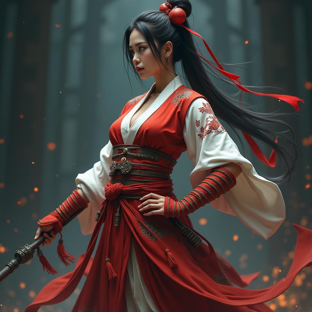 Heroic Woman in Ceremonial Dress, Digital Concept Art