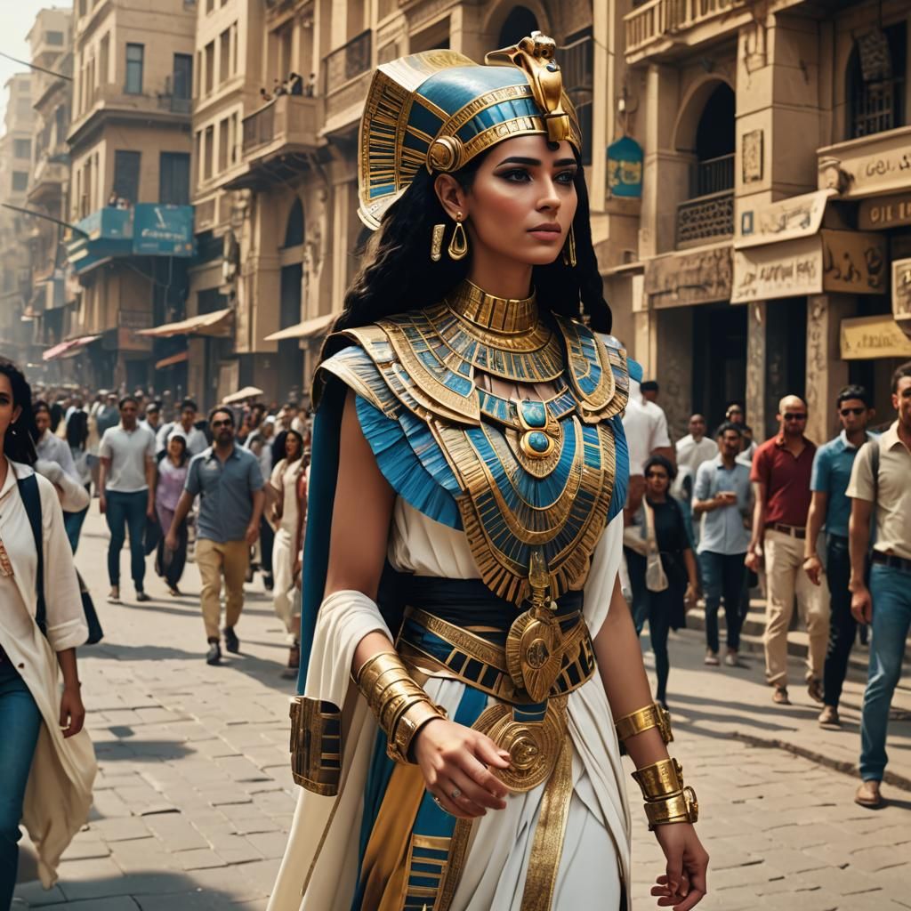 Queen Cleopatra in Cairo, Pharaonic Costume, 4K