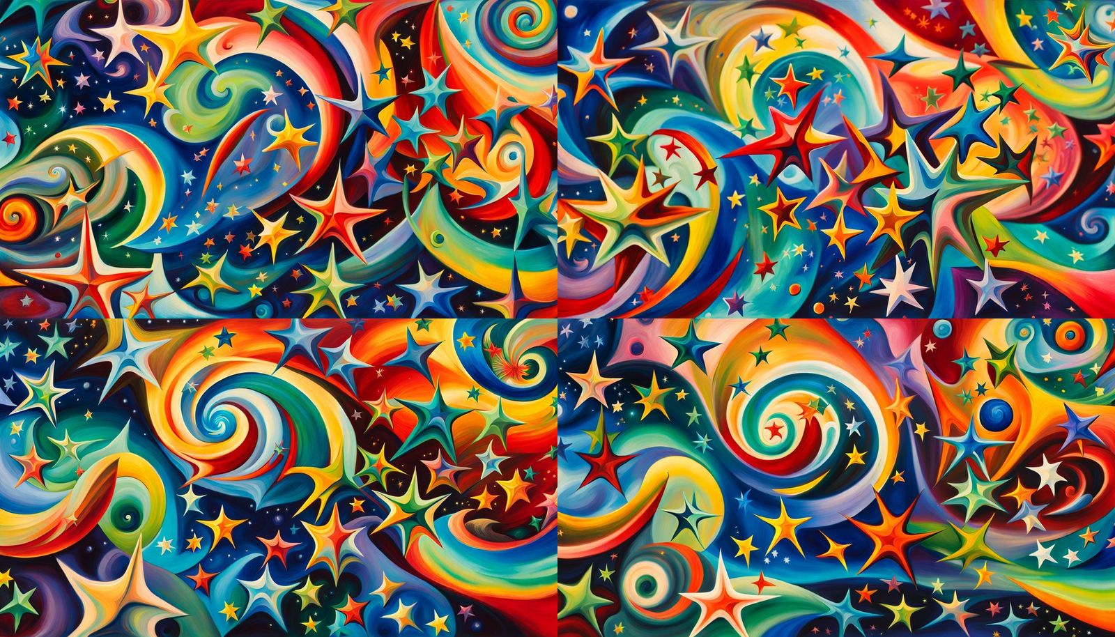 Iridescent Star Formations in Abstract Expressionist Style