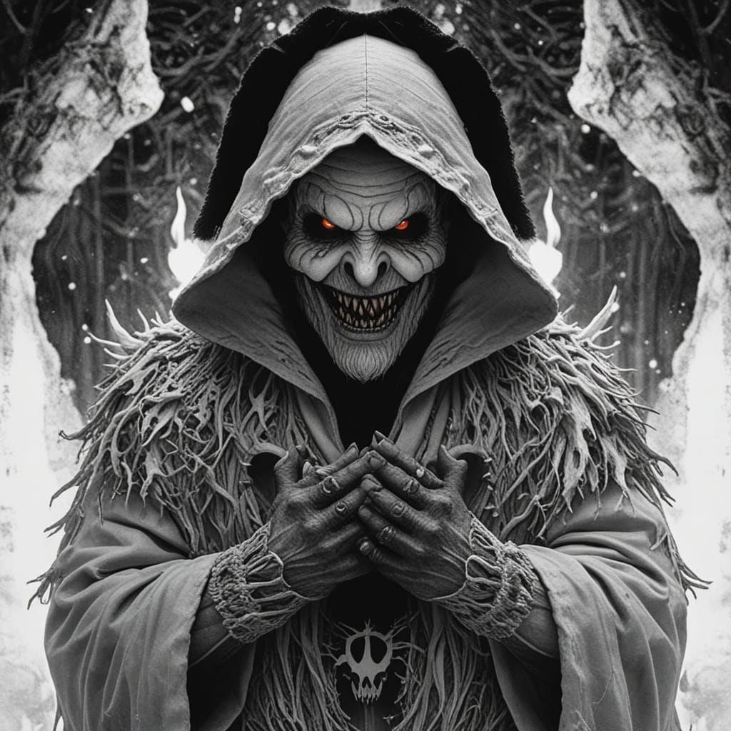 Evil Santa Fusing With Krampus in Fiery Crypt