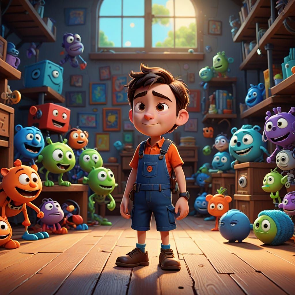 Brightly Colored 2D Cartoon Art in Pixar Style