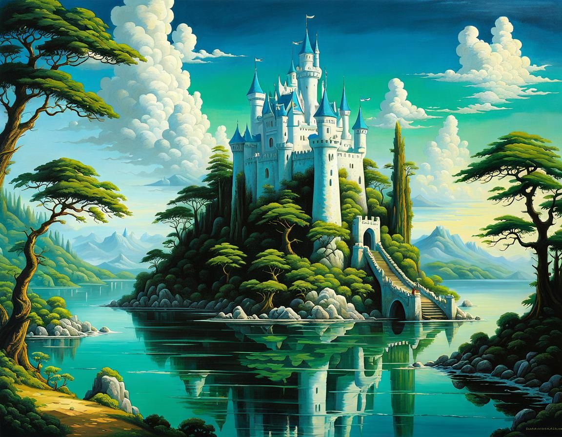 Spectacular Castle on Emerald Isle: Oil Painting Landscape