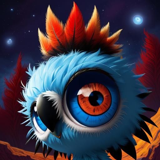 Cute Googly-Eyed Baby Owl in Burtonesque Style