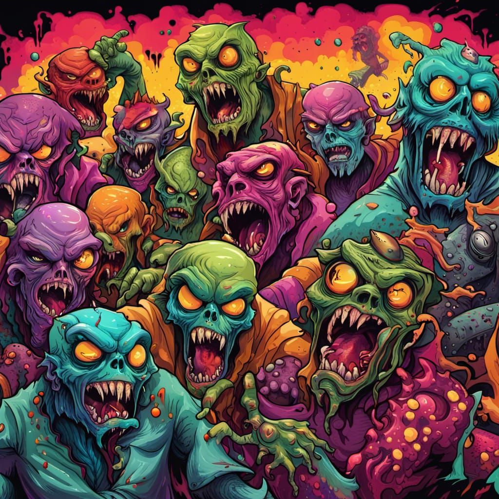 Hip-Hop Demon Zombie Army in Graffiti Art Style