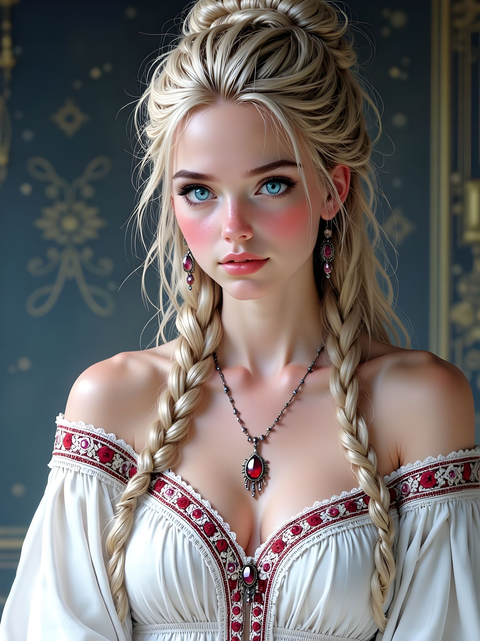 Lovely Norse Goddess in Serene Hyperrealistic Portrait
