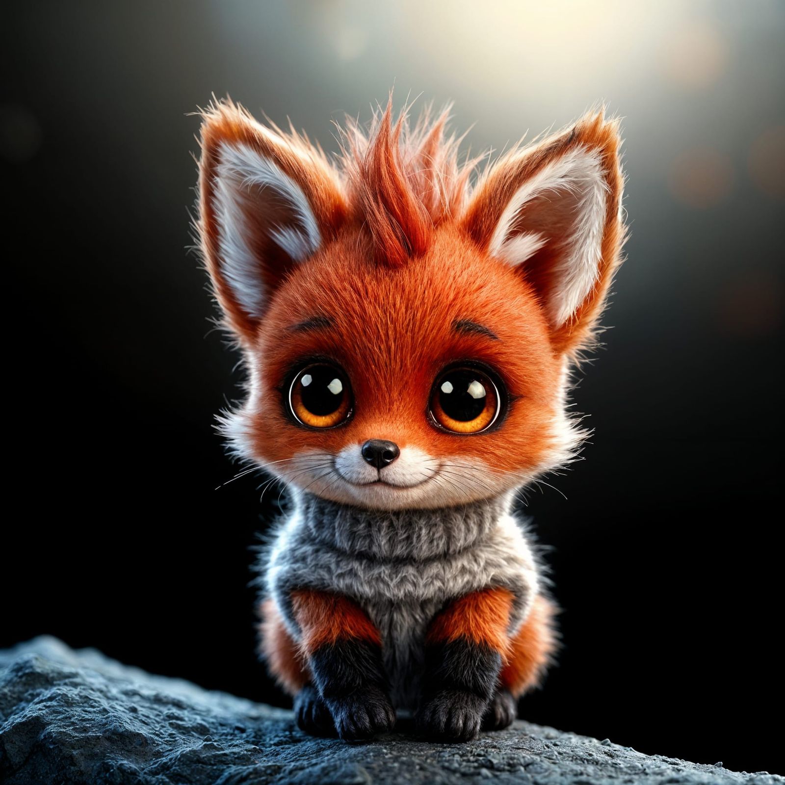 Adorable Fluffy Red Fox with Mohawk in Fantasy Art