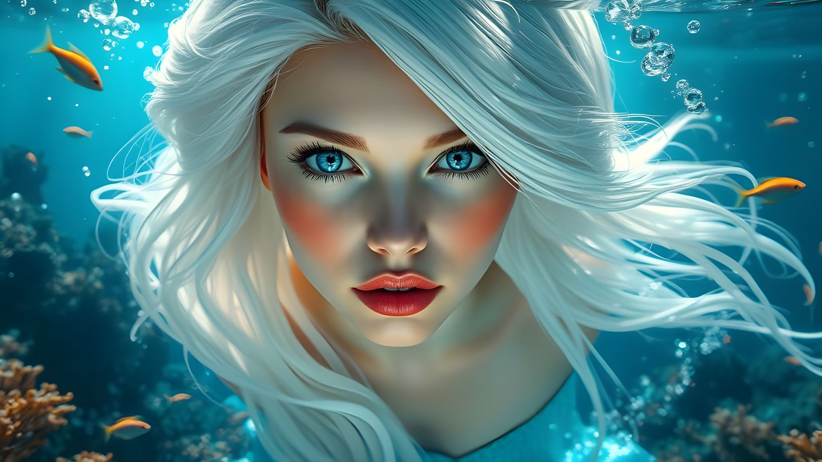 Underwater Mermaid Goddess in Crystal Clear Waters