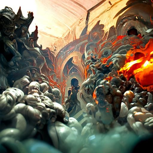 Infernal Entrance Concept Art in Orange and Teal
