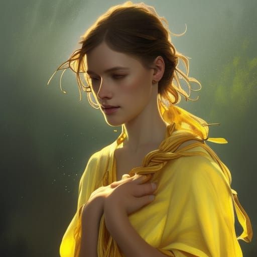 Girl in Field of Flowers, Art Nouveau Portrait