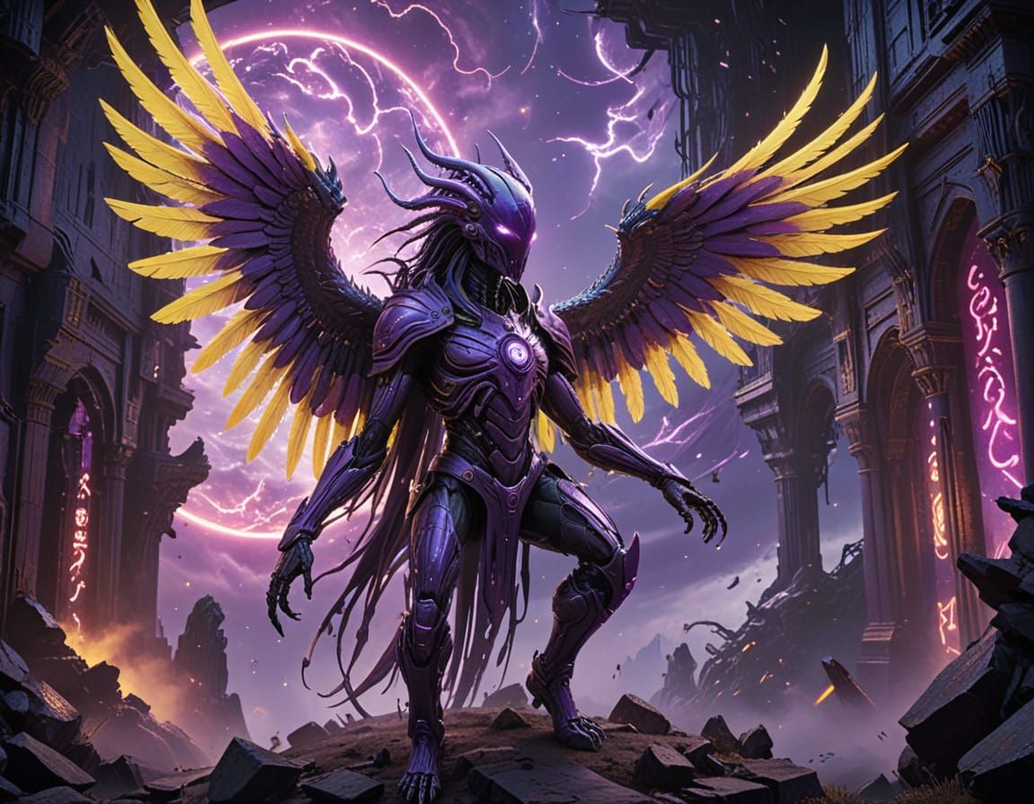 Ethereal Kun Peng Soars Through Cosmic Storms in a Cyberpunk...