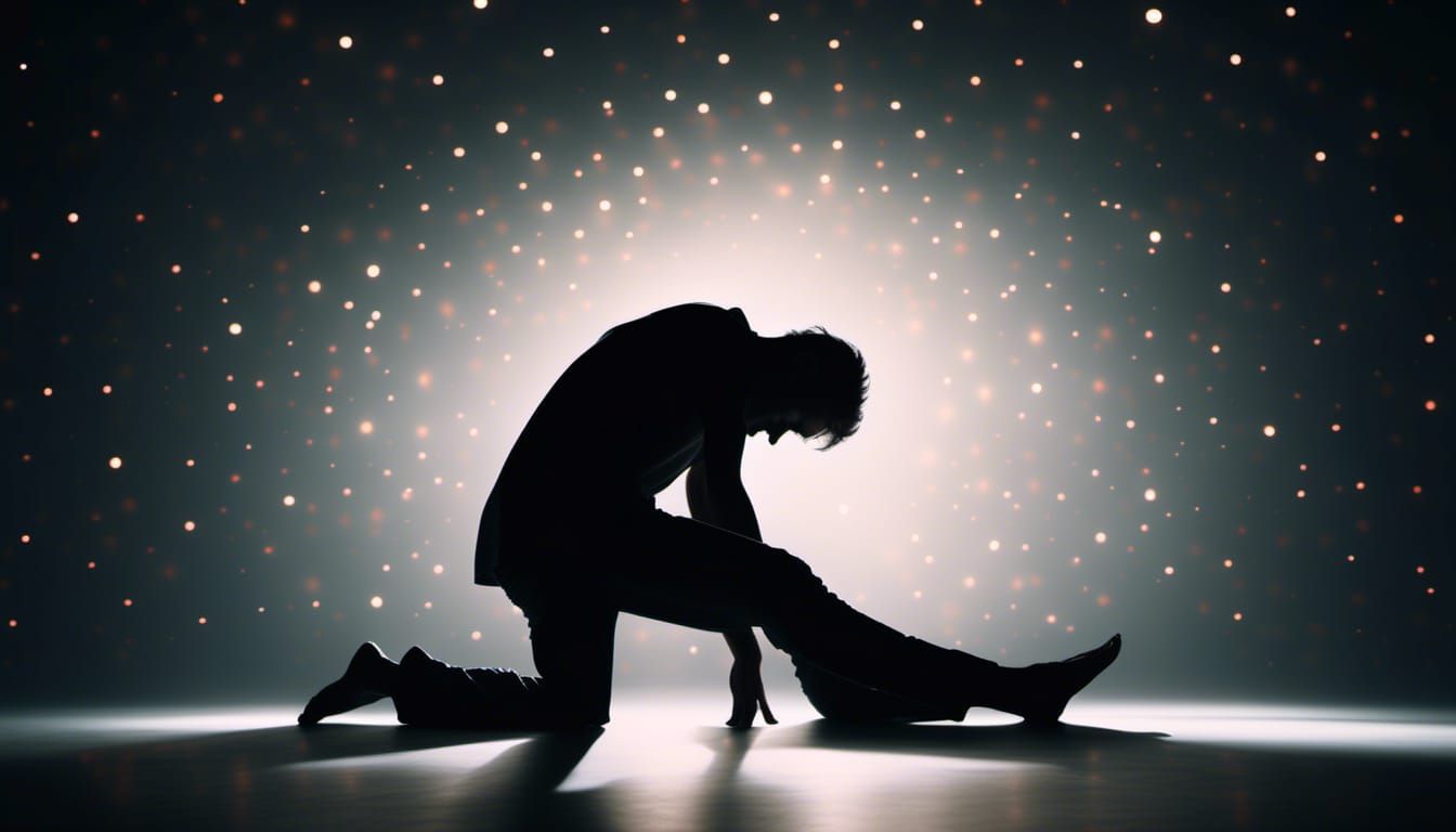Silhouette of Man in Fetal Position, Cinematic Lighting