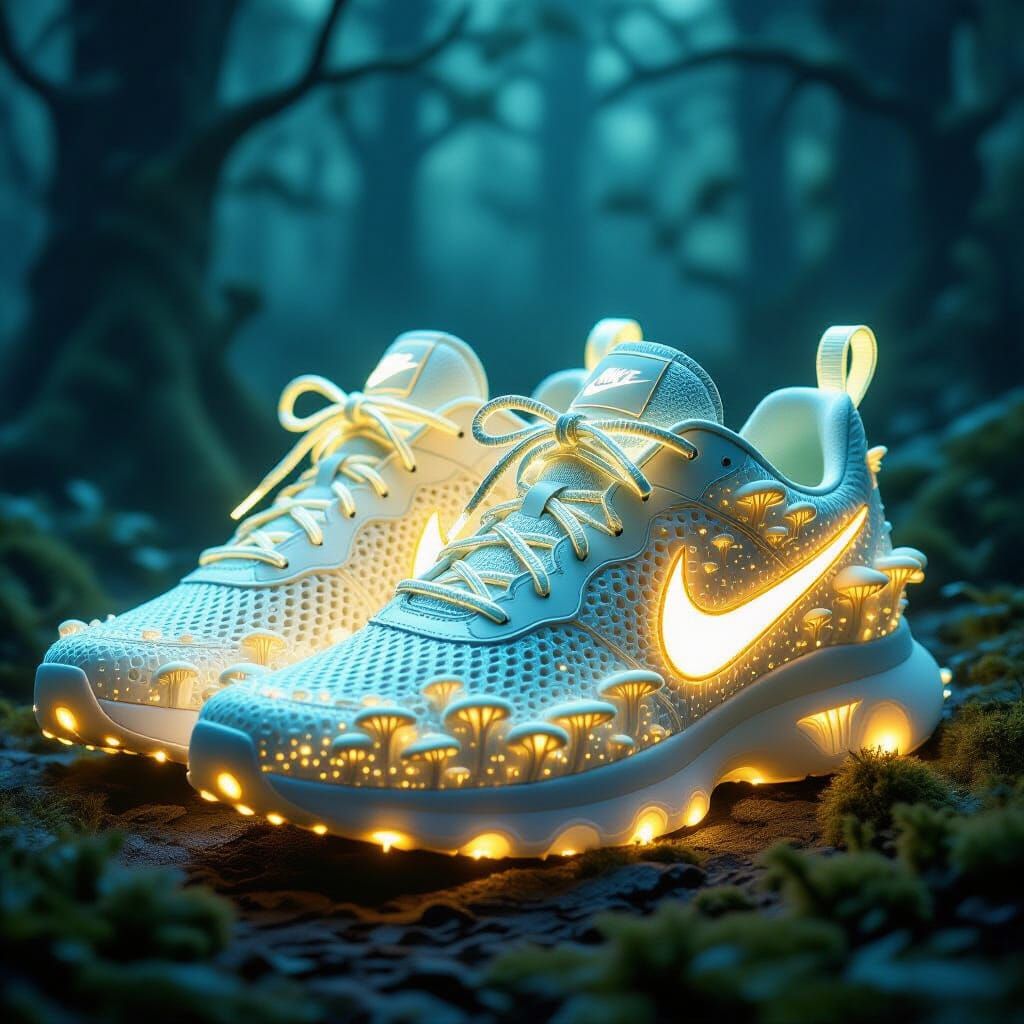 Luminous Mushroom Nike Sneakers in Enchanted Forest