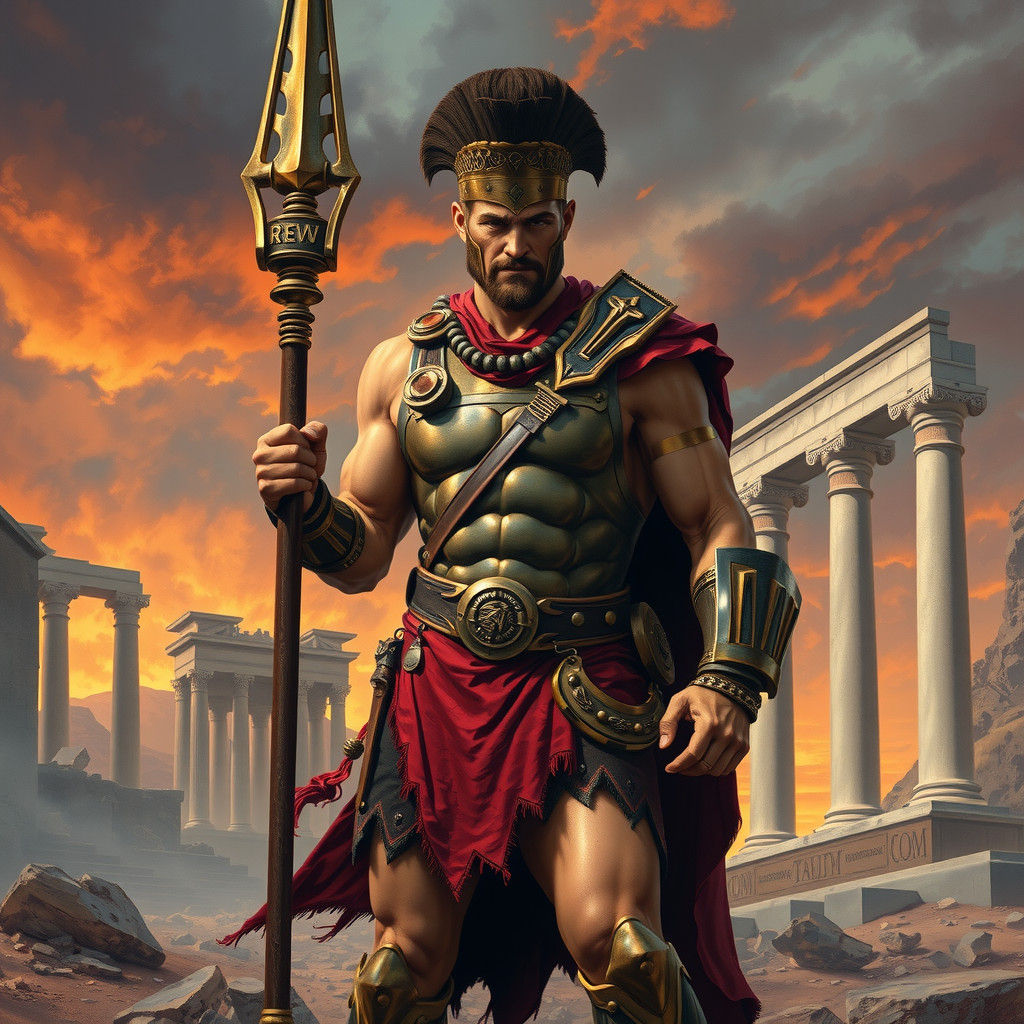 Ares, God of War, on Ancient Battlefield
