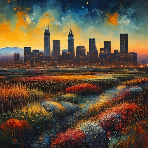 Denver Skyline in Bold Colors