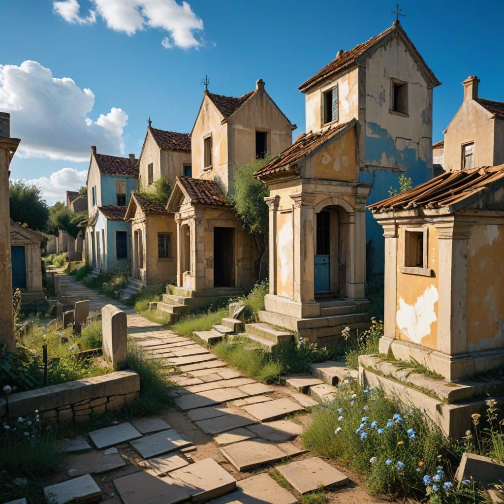 Abandoned Village in Warm Earthy Tones