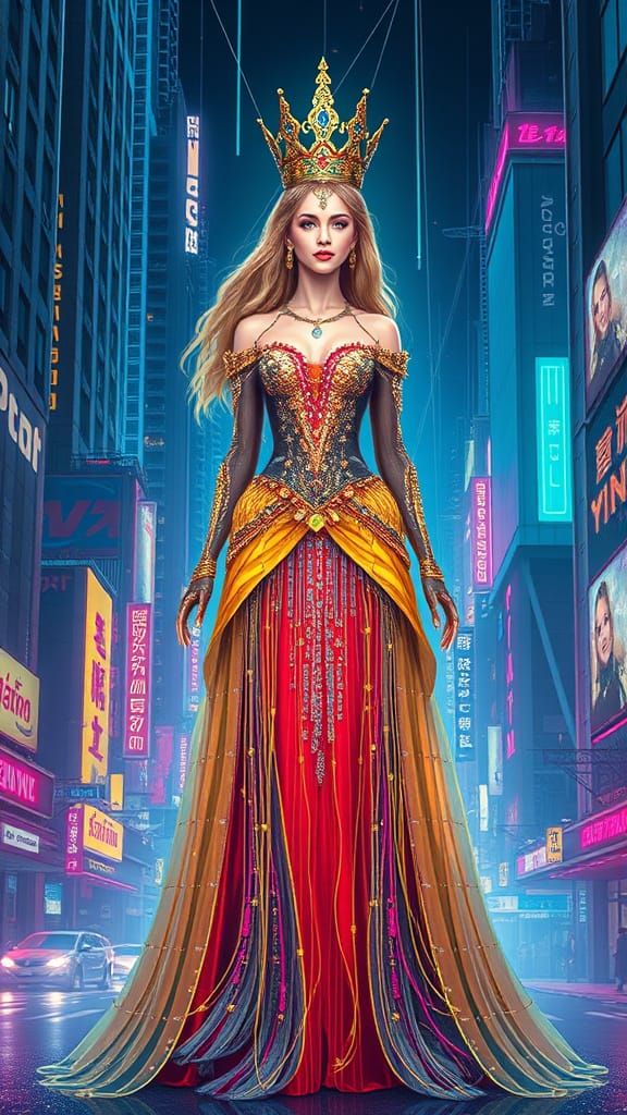Regal Princess Reigns Supreme in Cyberpunk Metropolis