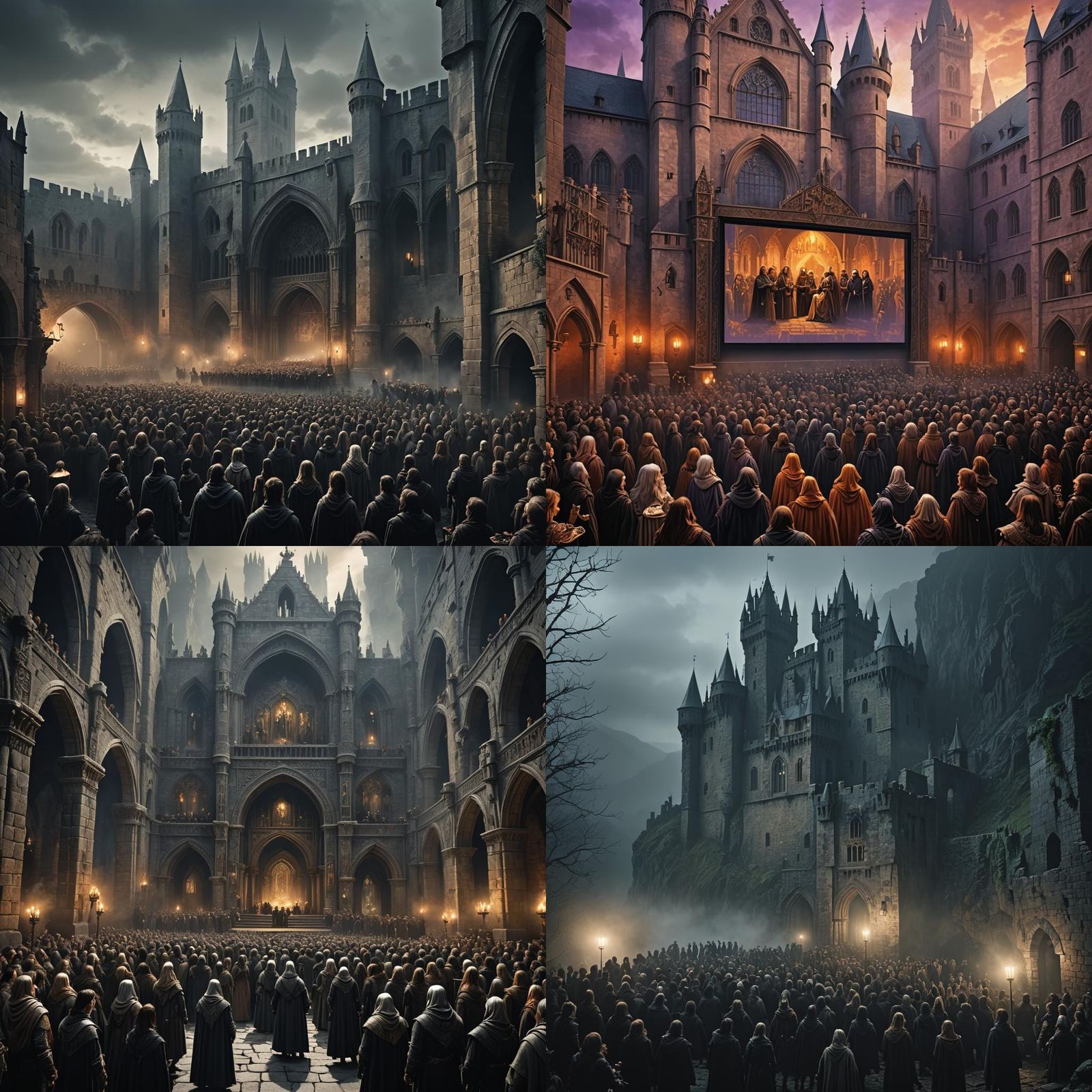 Gothic Medieval Outdoor Cinema in Digital Illustration