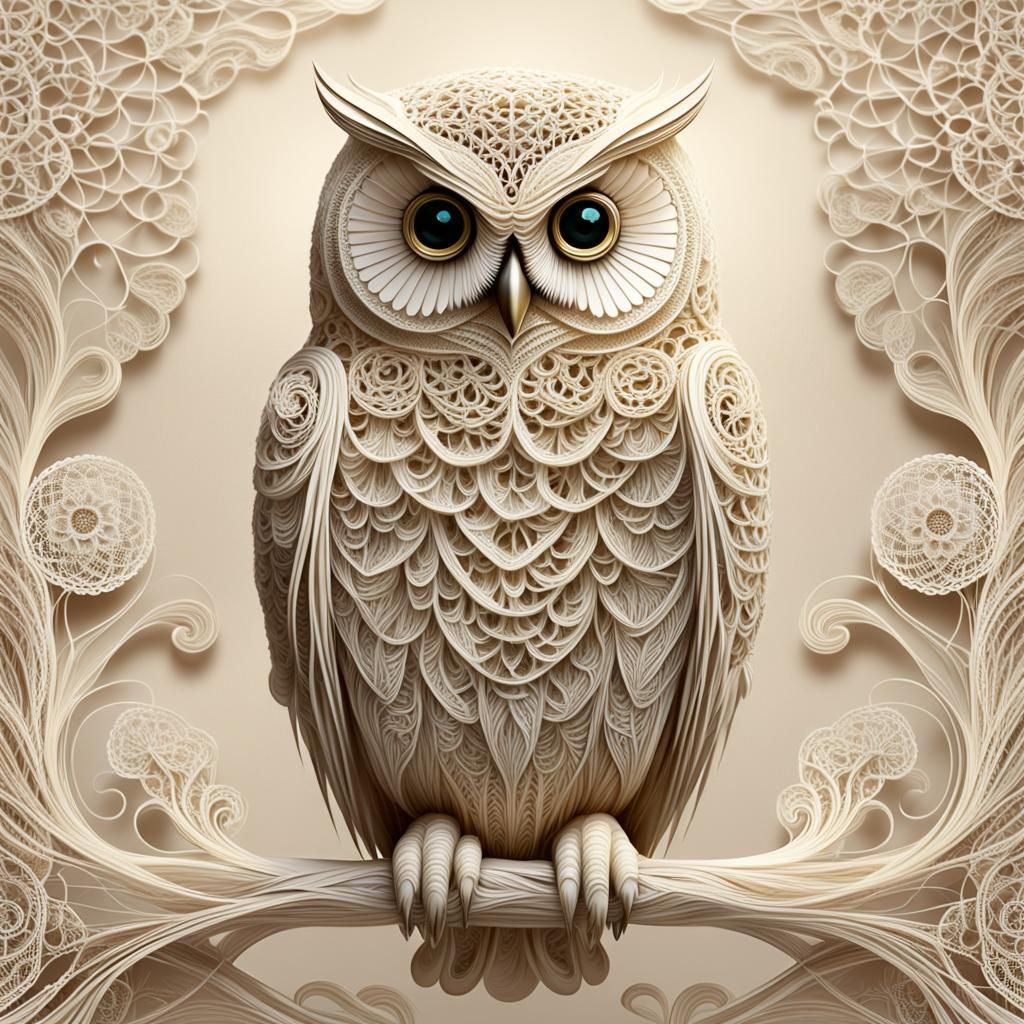 String Art Owl: Fractal Elegance in Retrofuturism