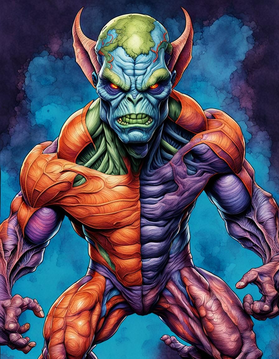 Anatomical study of an alien humanoid creature 3