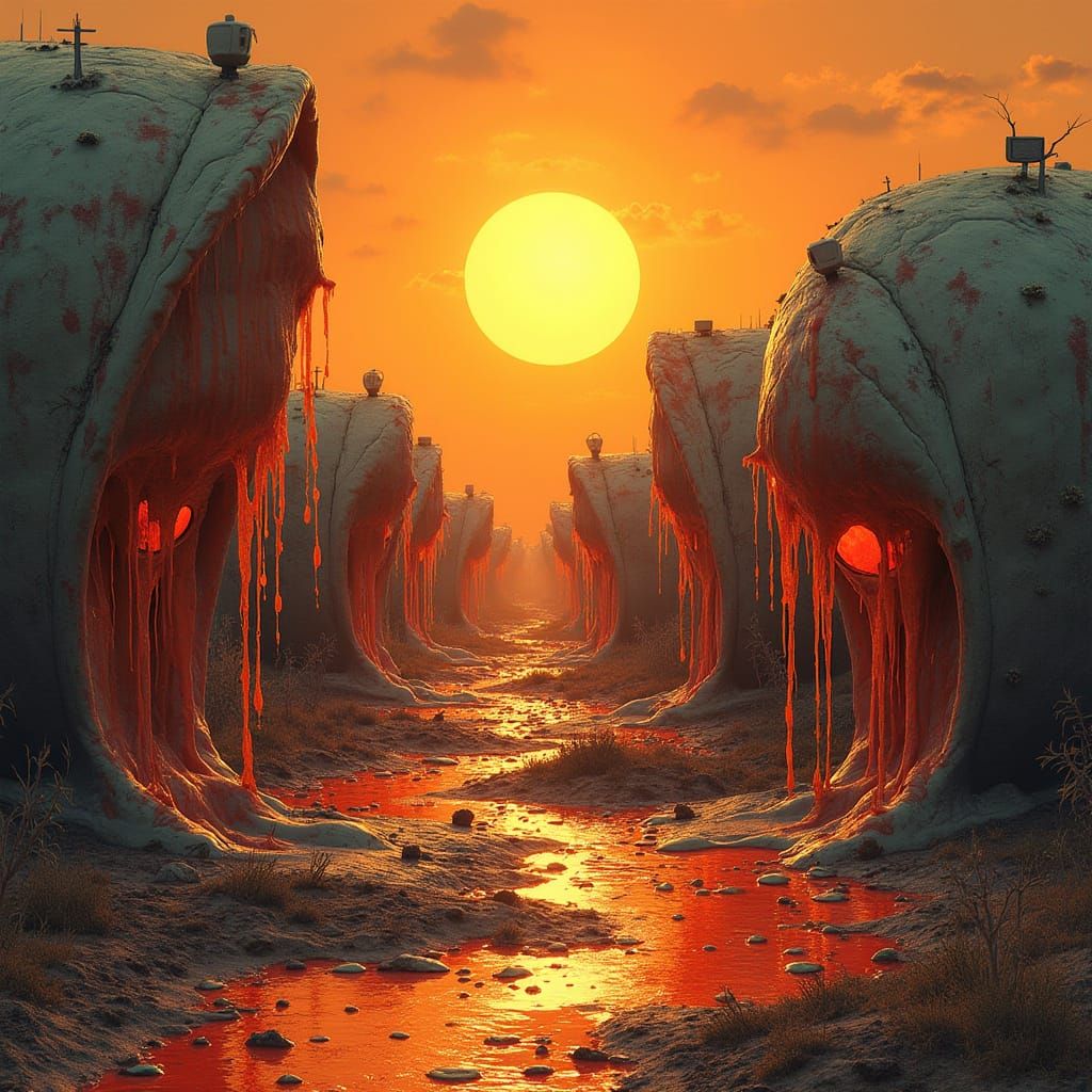 Surreal Melting Eco-Homes in Surrealist Style